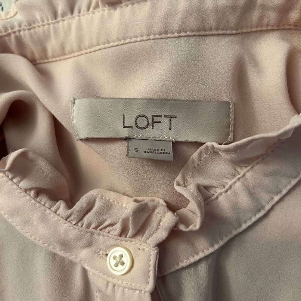 Loft Ruffle Light Pink Long Sleeve Blouse Small - Picture 5 of 6